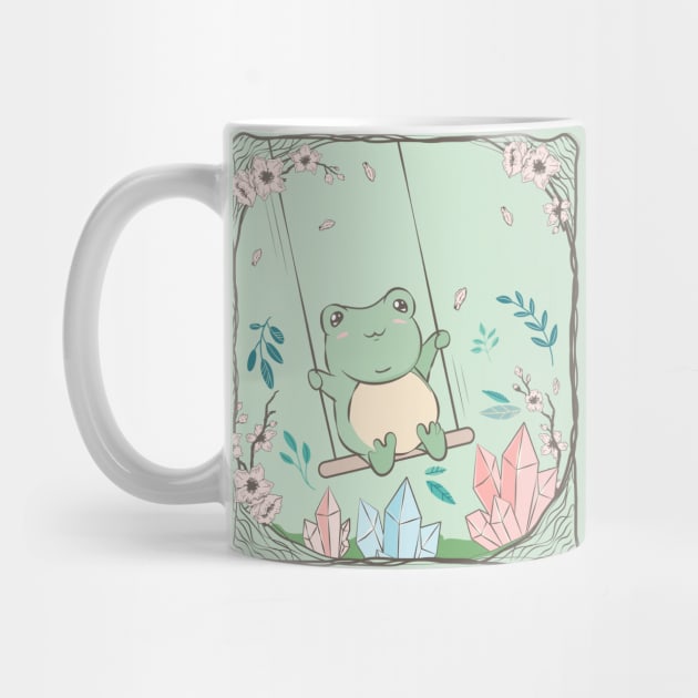 Cottagecore Aesthetic Kawaii Frog Cherry Blossom by Alex21